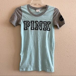 Turquoise and Gray Victoria Secret Pink Tee